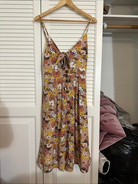 Gilli Yellow, Pink & Green Floral Tie-Front Sundress